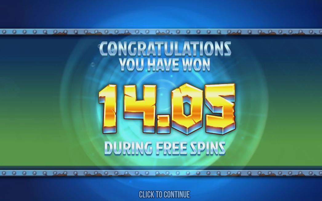 Win screen showing a payout on the total bet