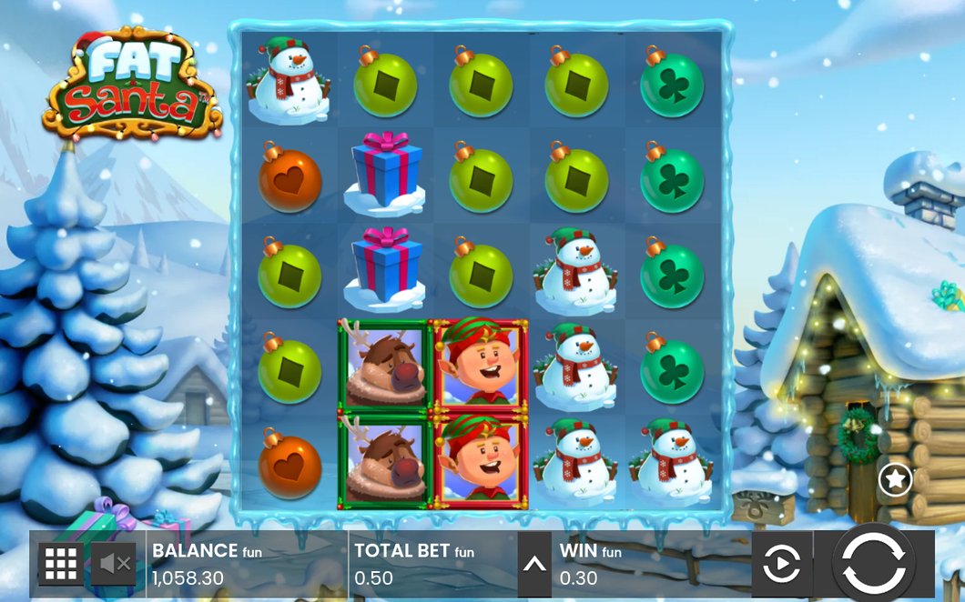 Base Game spin with Christmas Pie symbols on the reels