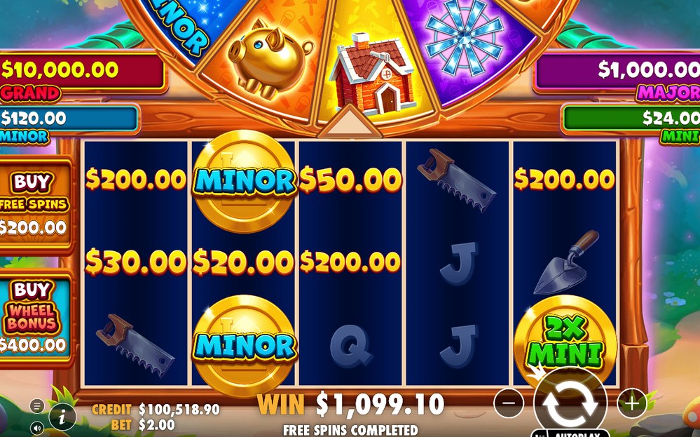 Win screen showing the payout of a winning round